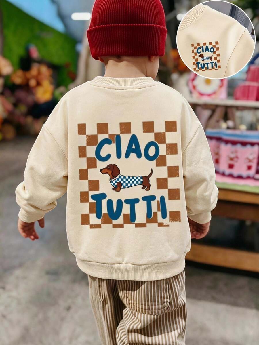 Young Boys Casual Baby Sweatshirt, Comfortable Dog Printed Designs Back-To-School Season, Christmas, US Fall Style, Festivals, Gifts Birthday White - Multicolor - View 1