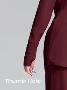 Innovista Innovista 女款長袖寬鬆 UPF 40+ 運動兩件套，休閒，秋季，冬季，健身房，運動，瑜伽，健身，保守 - 酒紅色 - 查看 7