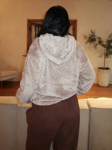 Dayanna Comas High-End Niche Fuzzy Thermal Lined Sweatshirt, Autumn/Winter - Mocha Brown - View 2