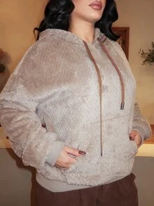 Dayanna Comas High-End Niche Fuzzy Thermal Lined Sweatshirt, Autumn/Winter - Mocha Brown - View 3