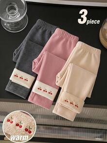 SHEIN 3PCS Young Girls Leggings Young Girl - Multicolor - View 2