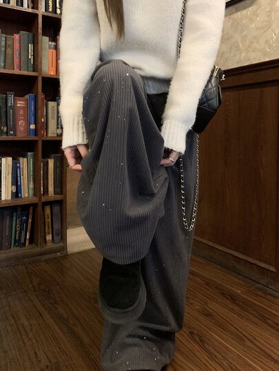 DAZY Women's Casual Solid Color Knit Korean Style Long Pants