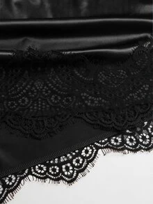 Sweetra Spring/Summer Fashion New Elegant Commute Contrast Lace Trim A-Line Romantic Girly Daily Streetwear Women's Blue Skirt - Black - View 6