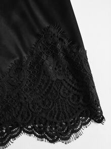 Sweetra Spring/Summer Fashion New Elegant Commute Contrast Lace Trim A-Line Romantic Girly Daily Streetwear Women's Blue Skirt - Black - View 7