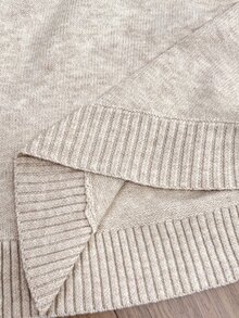SHEIN Maternity Solid Color Casual Elegant Daily Long Sleeve Sweater Photoshoot Grey Fall - Khaki - View 11