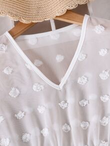 Young Girl White Beach Cover-Up For Girls Aged 4-7,Summer Holiday Lightweight Breathable Dress For Swimming,Parties,Outings & Family Vacation - White - View 8