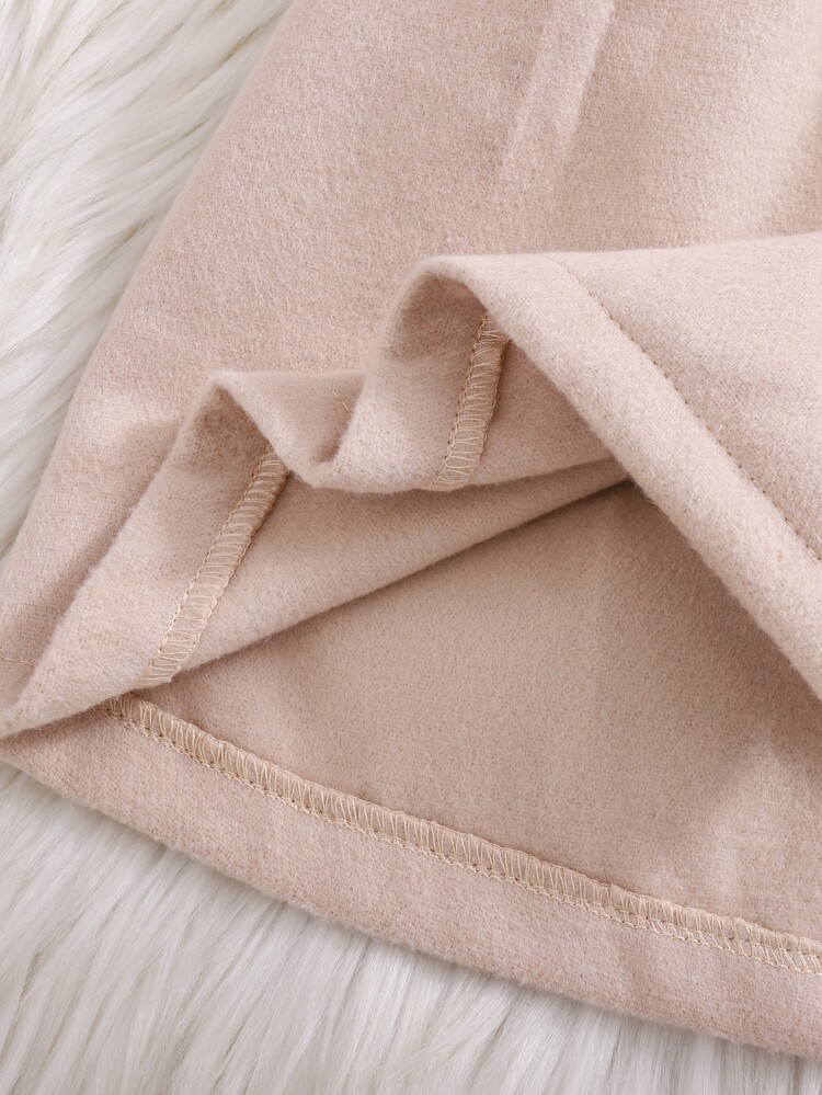 Cozy Pixies Young Girl Young Girl Kids Young Girl Fashion Mid-Length Autumn Jacket, Elegant Faux Fur Collar Tie-Front Jacket, Pan Collar Winter Coat Young Girl - Khaki - View 9