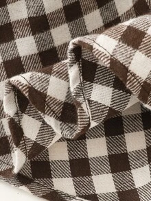 SHEIN 嬰兒棕色格紋拼接針織上衣與長褲套裝 - 彩色 - 查看 5