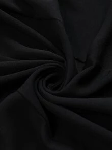 Easura Plus Size Elegant Work Shirt, Fitted Blouse With Contrast Wavy Lace Hem & Flare Long Sleeve - Black - View 3