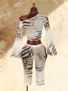 Amplova Chun-Li King Of Fighters Cardigan Japanese Style Halloween Outfit Tight Bodycon Contrast Color Satin Mini 2 Pieces Set For Women - Pink - View 3