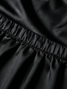 Selianne Damen eleganter plissierter Saum Bogen Blumen Jacquard Satin glänzender elastischer Bund unsichtbarer Reißverschluss A-Linie Rock, geeignet für tägliche Fahrten und Dates - Schwarz - Übersicht 6