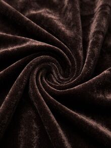 Vesra Women's Solid Color Boat Neck Velvet High Slit Dress - Coffee - View 3