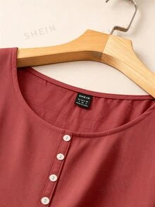 EMERY ROSE Top sin mangas de mujer de unicolor y cuello redondo como ropa para Año Nuevo - Rojo - Ver 5