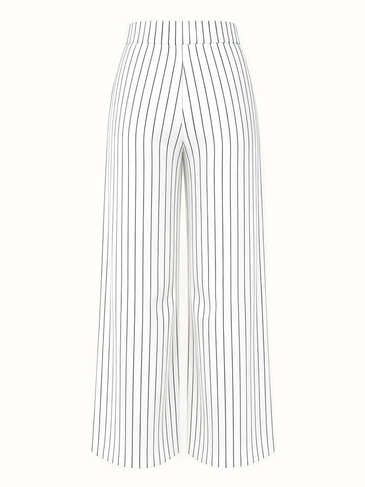 Elenzga Plus Size High Waist Vertical Striped Wide Leg Pants, Elegant Flowy Trousers For Work & Daily Wear, Curve Fit Stretchy Pants Fall - Multicolor - View 5