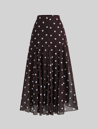 Sweetra French Fashion Elegant Vintage Polka Dot Long Skirt, Minimalist Versatile Lady Style, Classic Spring/Summer New Women's Skirt