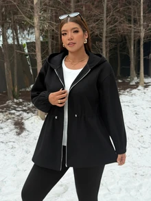 Muchica Plus Size Women Solid Color Zipper Casual Versatile Daily Travel Long Sleeve Jacket - Grey - View 7