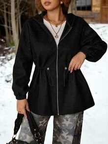 Muchica Plus Size Women Solid Color Zipper Casual Versatile Daily Travel Long Sleeve Jacket - Grey - View 4
