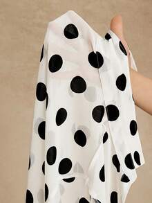 Anewsta High Quality Fashionable French Retro Elegant Polka Dot Chiffon Long Sleeve Blouse, Versatile Polka Dot Shirt For Commuting And Vacation Outfits - White - View 9