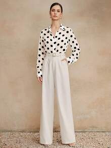Anewsta High Quality Fashionable French Retro Elegant Polka Dot Chiffon Long Sleeve Blouse, Versatile Polka Dot Shirt For Commuting And Vacation Outfits - White - View 5