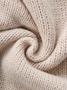 EMERY ROSE Fall/ Korean Style Soft Knit Sweater Minimalist Slouchy Half Turtleneck Chest Pocket Design Casual Commute Everyday Women's Beige Travel - Apricot - View 9