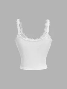 SHEIN MOD 3PCS Atasan Tank Top & Cami Wanita, Set Atasan Tank Top Cami Berkerut dengan Detail Pita dan Hiasan Renda Lucu untuk Wanita, Kasual. Kembali ke Sekolah - MultiWarna - View 5