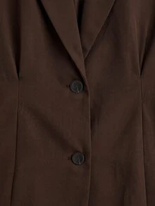 Velvienne معطف نسائي أنيق كاجوال عملي منسوج بمقاسات كبيرة - بني - مشاهدة 8