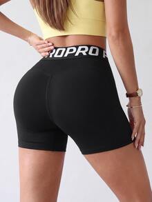 Dewbera Dewbera Women Simple Print Sports Yoga Shorts For Hip LiftingWomen Sweat Short, Gym Short, Biker Short Black Shorts - Black - View 6