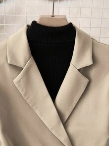Elenzga Casual Solid Color Sleeveless Double-Breasted Suit Jacket - Apricot - View 3