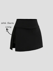 SHEIN Tall Women's Black Casual Simple Comfortable Versatile A-Line Skirt - Black - View 1