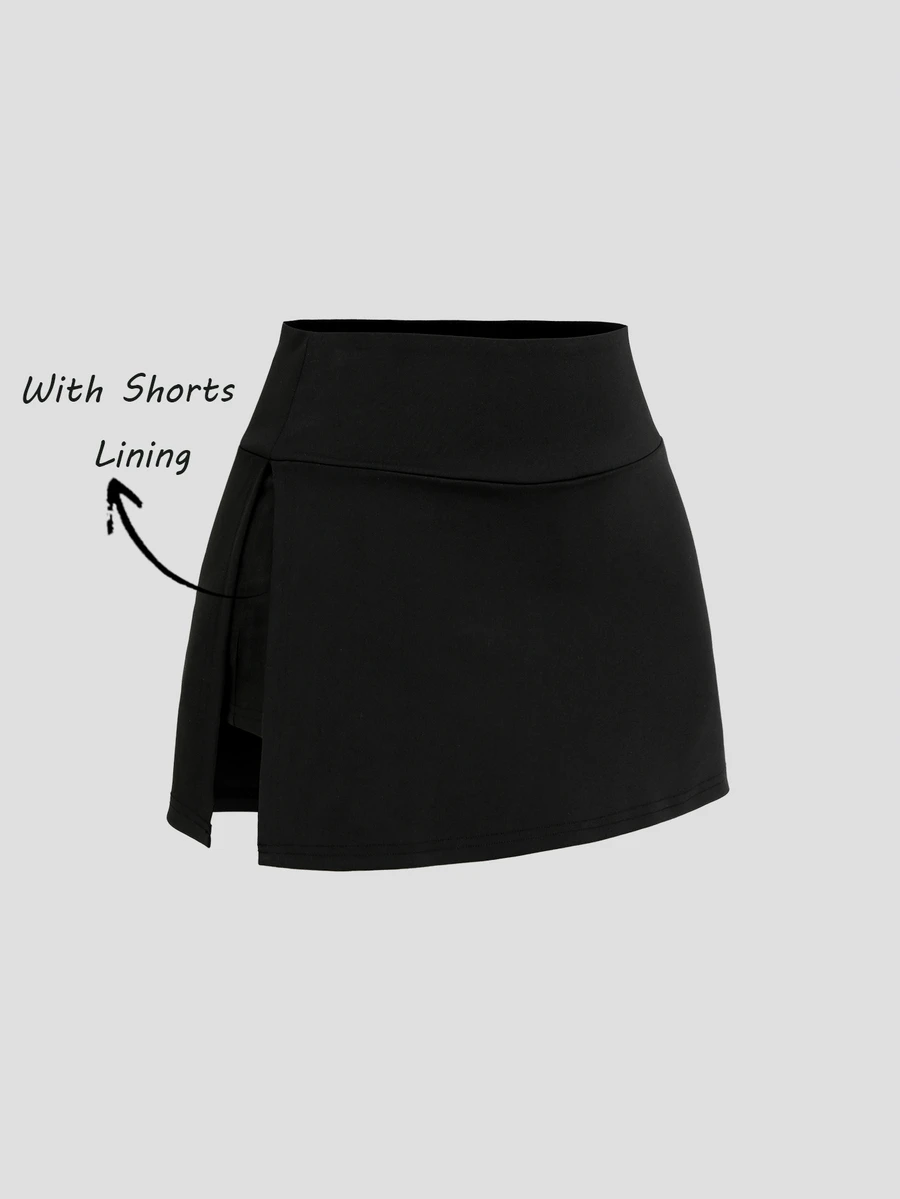 SHEIN Tall Women's Black Casual Simple Comfortable Versatile A-Line Skirt - Black - View 1