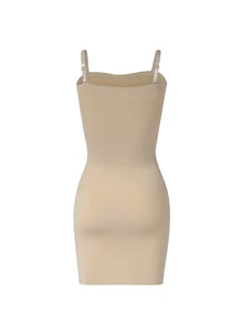 SHEIN 1pc Women Seamless Waist Cincher Shapewear Dress - Apricot - View 7