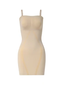 SHEIN 1pc Women Seamless Waist Cincher Shapewear Dress - Apricot - View 6