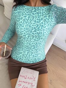 CovetEZ 女款豹紋休閒日常長袖T恤 - 彩色 - 查看 8