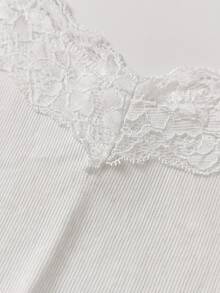 IslaSuriya Women's Casual Ribbed Lace Trim Camisole Tank Top - White - View 6