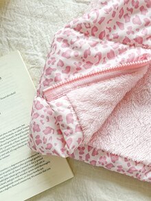 SHEIN 1件女嬰幼兒女童粉色豹紋可愛絎縫羽絨背心外套，拉鍊開襟、無袖、立領、加厚毛茸茸，適合秋冬戶外穿著 - 粉色 - 查看 7