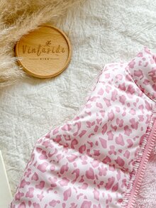 SHEIN 1件女嬰幼兒女童粉色豹紋可愛絎縫羽絨背心外套，拉鍊開襟、無袖、立領、加厚毛茸茸，適合秋冬戶外穿著 - 粉色 - 查看 6