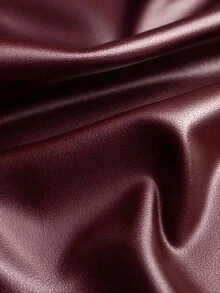 Resyla Women's Solid Color PU Leather Criss-Cross Chain Strap Fashion Camisole - Burgundy - View 3