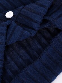SHEIN 2件組青少年女孩冬季可愛拼接V領長袖T恤刺繡牛仔褲套裝，校園休閒白色酷女孩風 - 藏蓝色 - 查看 8