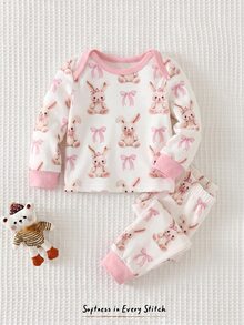 Kids Newborn Home Wear 2 Pieces Set Long Sleeve Autumn Top + Pants Baby - Multicolor - View 7