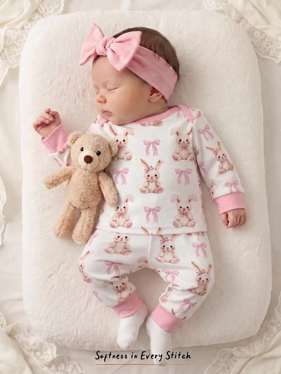 Kids Newborn Home Wear 2 Pieces Set Long Sleeve Autumn Top + Pants Baby - Multicolor - View 1