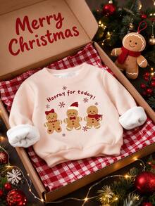 Young Girl Casual Minimalist Thick Soft Comfortable Crew Neck Pullover Sweatshirt, Suitable For Autumn/Winter - Multicolor - View 4