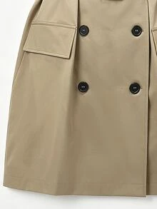 Velvienne Plus Size Lady's Woven Elegant Casual Fall-Winter Coat - Army Green - View 8