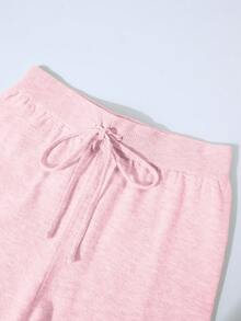Franclia 2pcs/Set Women Casual Loose Knit Sweater & Pants Loungewear Set, Comfortable & Minimalist Design - Pink - View 4