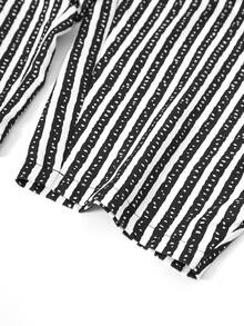 EMERY ROSE CURVE Plus Size Women's High Waist Striped Pleated Curved Leg Pants Fall - Multicolor - View 11