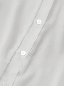 Franclia 简约纯色透明基本款有领衬衫 - 灰色 - 查看 5