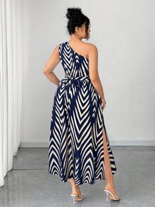 Elenzga 大码女士优雅蓝白碎花印花长裙，时尚吊带长裙，适合返校、毕业典礼、情人节、音乐节、母亲节、万圣节、感恩节、复活节、国庆节、舞会、约会派对、婚礼季、户外活动等场合。 - 藏蓝色 - 查看 2