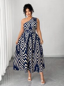 Elenzga 大码女士优雅蓝白碎花印花长裙，时尚吊带长裙，适合返校、毕业典礼、情人节、音乐节、母亲节、万圣节、感恩节、复活节、国庆节、舞会、约会派对、婚礼季、户外活动等场合。 - 藏蓝色 - 查看 4