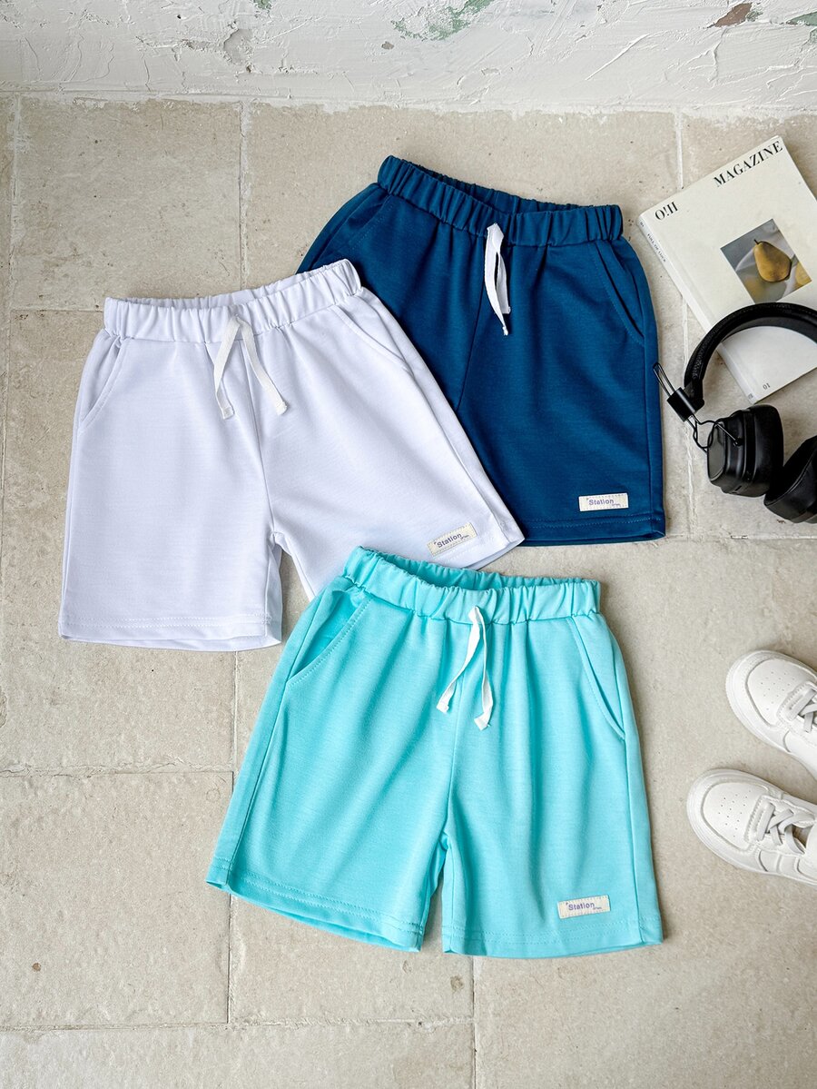 SHEIN 3pcs/Set Young Boy Casual Shorts, Soft Knit Fabric, Decorated ...