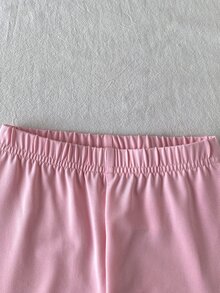 女童極簡風嬰兒時尚棕色愛心圖案長袖上衣與長褲套裝運動衫套組 生日 幼兒園 秋季 - 彩色 - 查看 9