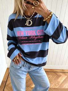 SuriyaCove Women's Autumn/Winter Basic Striped Colorblock Patchwork Round Neck Long Sleeve Blouse Suitable For Back To School, Travel, Casual Occasions - Multicolor - View 4